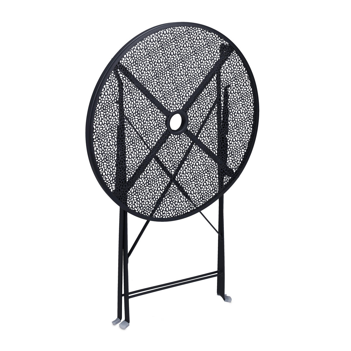 BALKONTISCH - Schwarz, Metall (60.5/60.5/71.5cm) - Relaxdays
