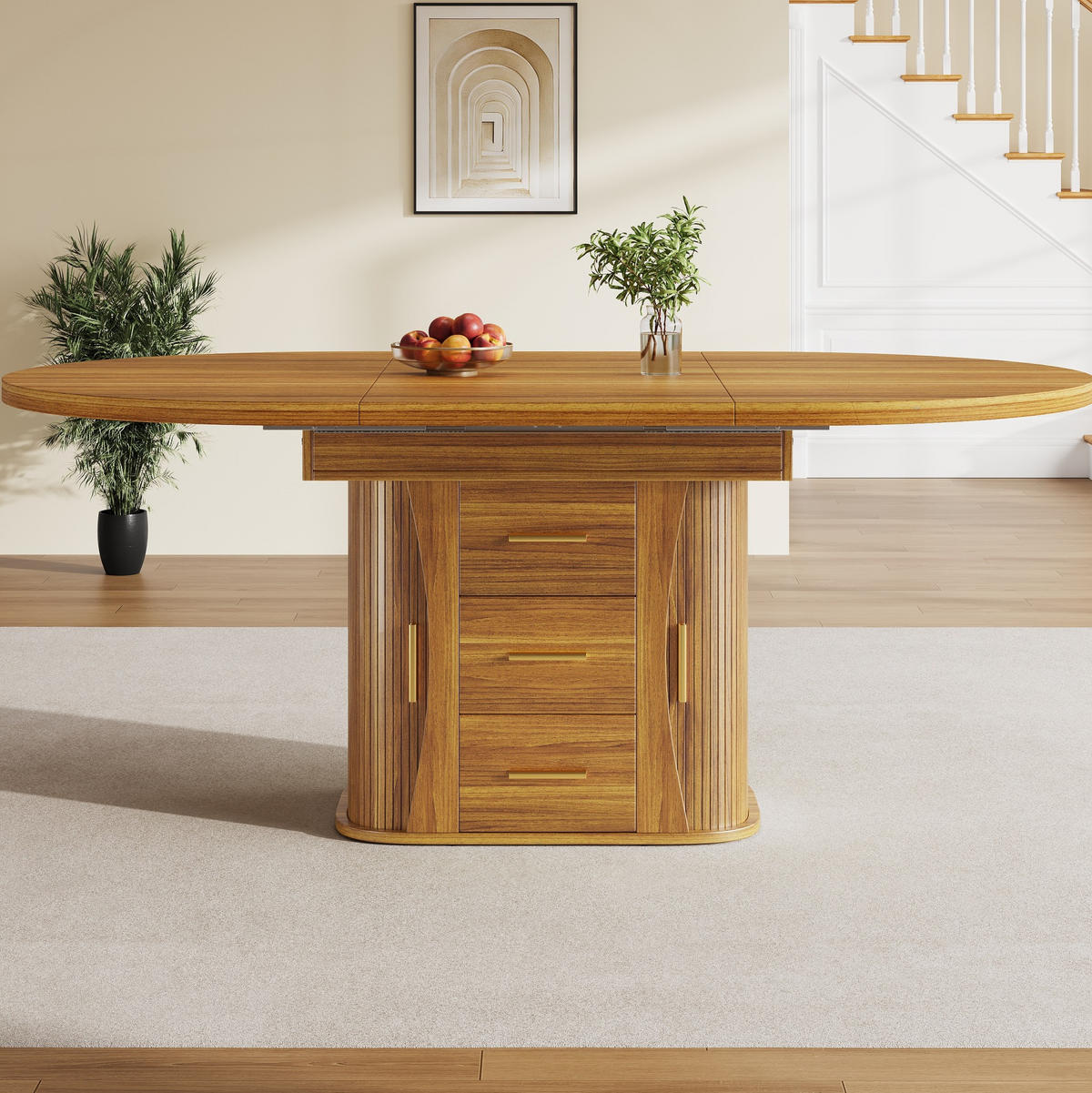 TISCH ausziehbar 118-158 x 118 x 77 cm MDF Walnut - Braun, Holzwerkstoff (158/118/77cm) - Meubliv