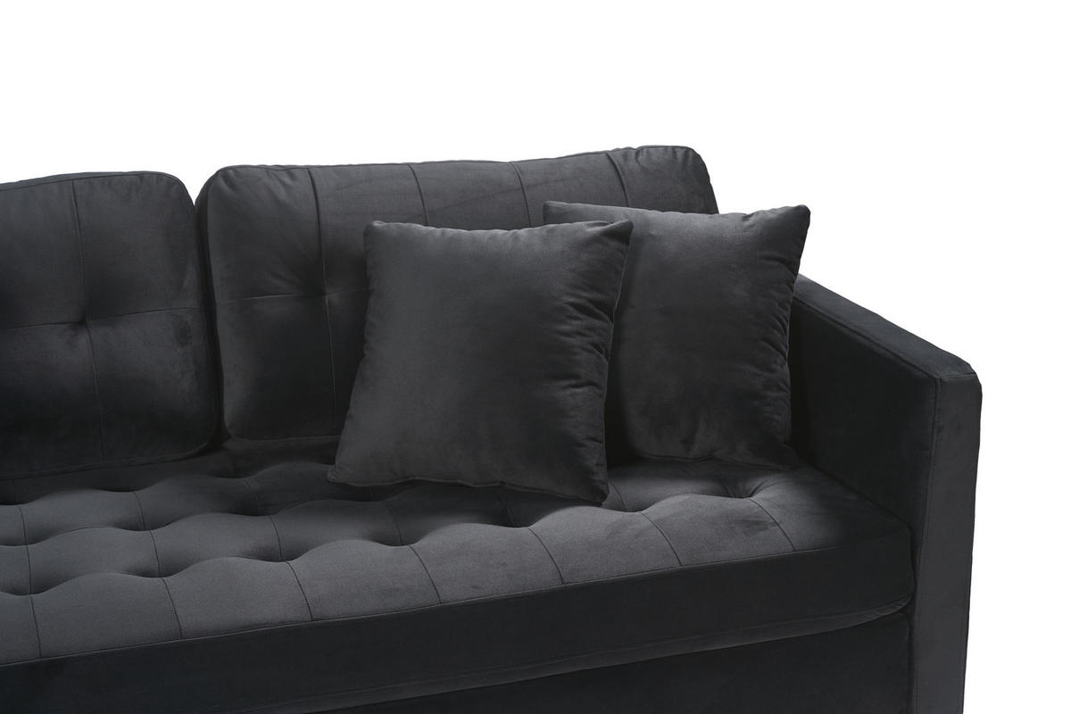 ECKSOFA Velours schwarz - Schwarz, Textil (290/177cm) - ebuy24