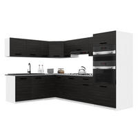 KÜCHENZEILE Italia 8 420 cm , mit Arbeitsplatten, Ebenholz - Schwarz, Holz (420/143/60cm) - B BELINI GROUP