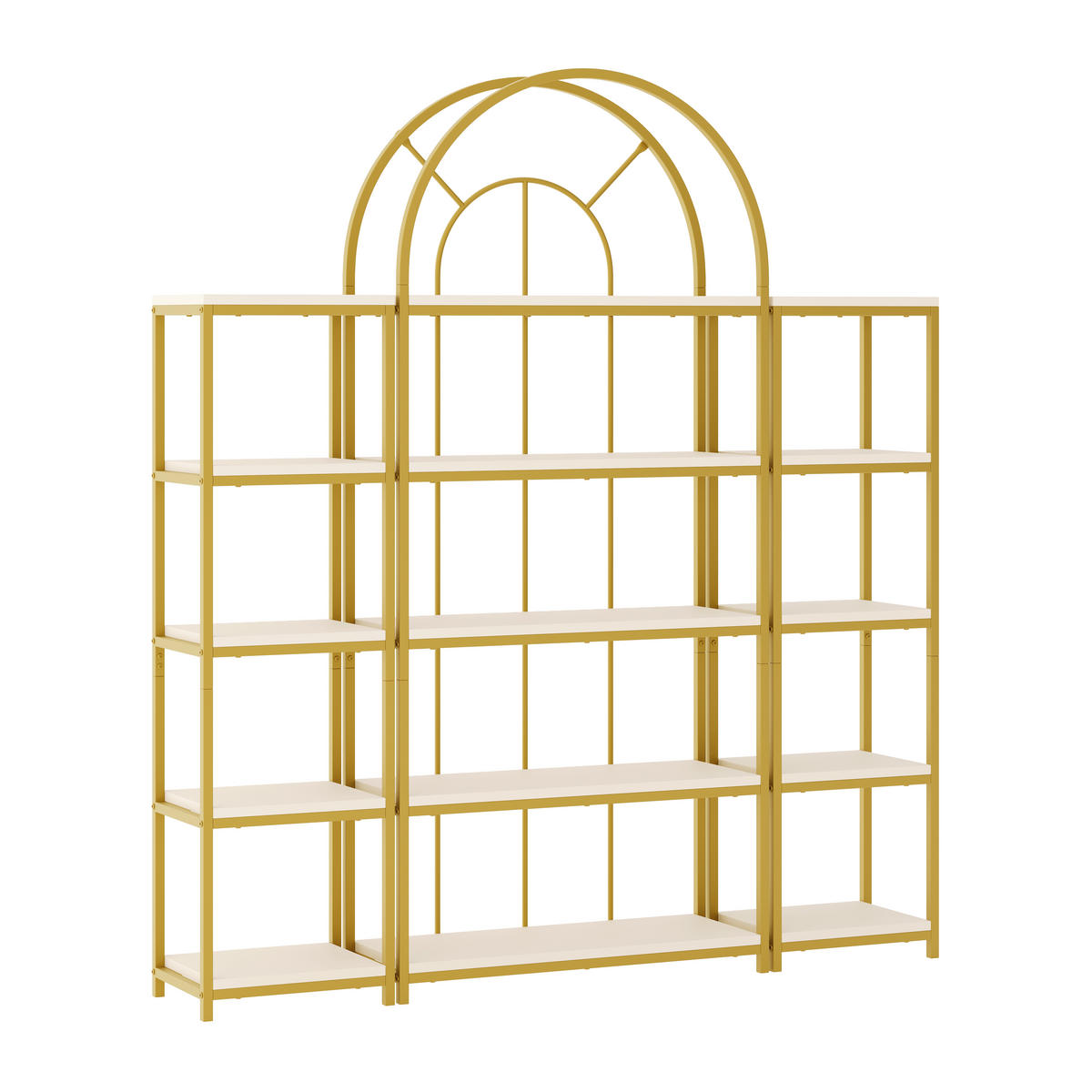REGAL 163cm 3-teilig Gold Metall MDF Bogen modern - Multicolor, Metall (163/184/30cm) - FLIEKS