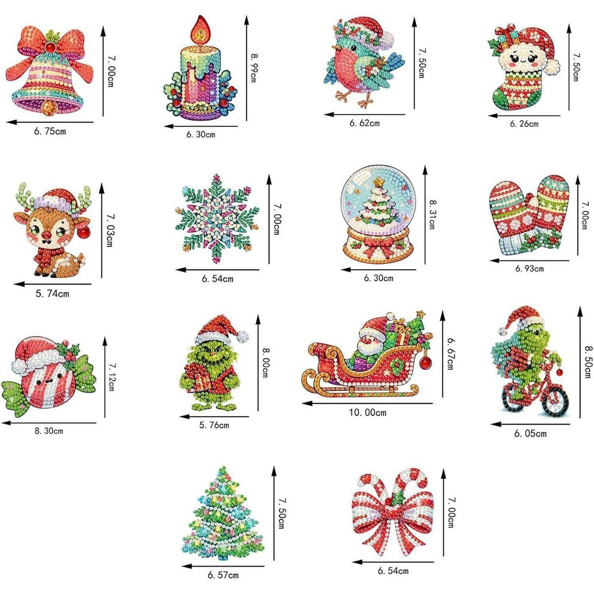 EFNHJF5 14 Set 5D Diamond Painting Weihnachten, Kinder Painting Kit, DIY Schlüsselanhänger Anhänger 14 Set Diamond Painting Weihnachten - Multicolor, Kunststoff (80/5/100cm)