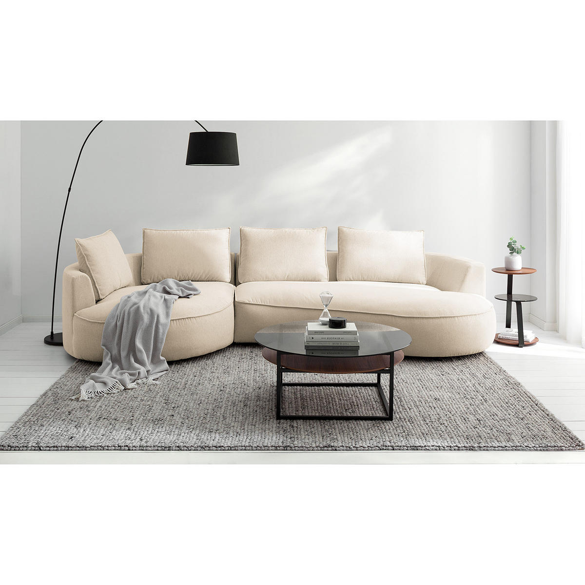 BIGSOFA - Beige, Kunststoff/Textil (322/82/154cm) - home24
