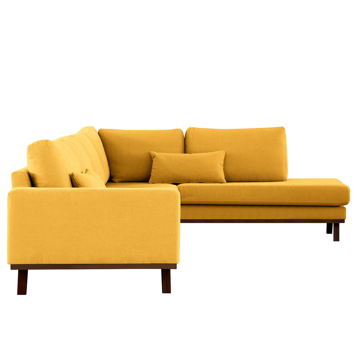 ECKSOFA mit Ottomane - Gelb/Buchefarben, Buchenholz/Textil (287/219cm) - home24