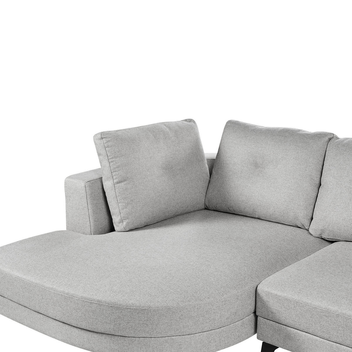ROHOVÁ POHOVKA 3-místná Umělý len Šedá pravostranná Yuri - šedá, textil (262/151cm) - Beliani