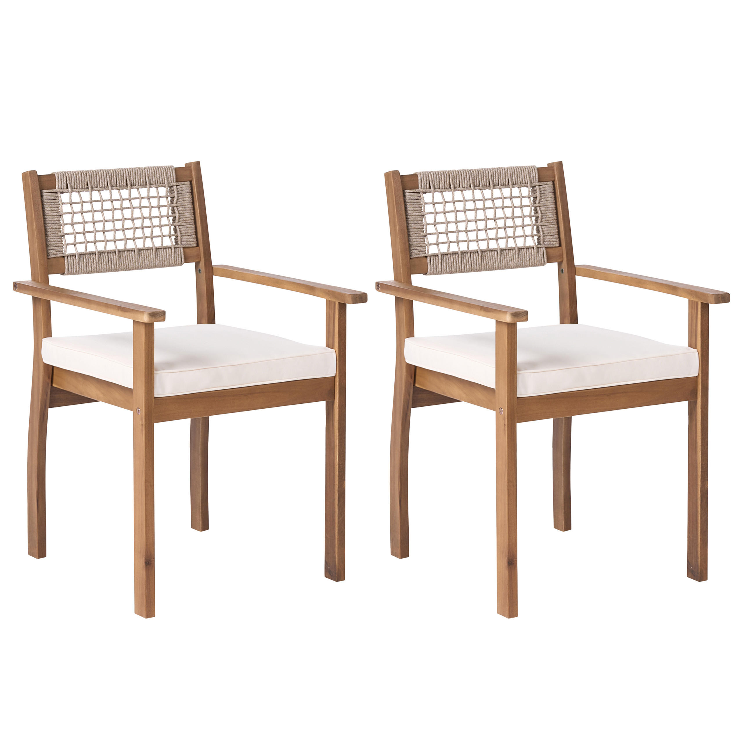 GARTENSTUHL 2er Set Akazienholz Hellbraun Sumirago - Hellbraun, Holz (55/85/55cm) - Beliani