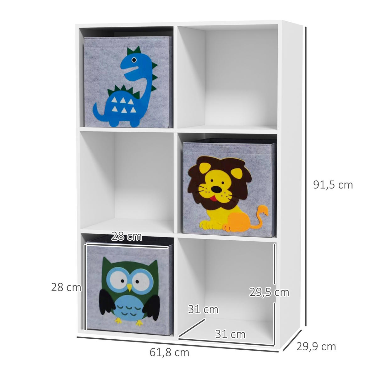 KINDERREGAL - Weiß, Holzwerkstoff (29.9/91.5/61.8cm) - ZONEKIZ