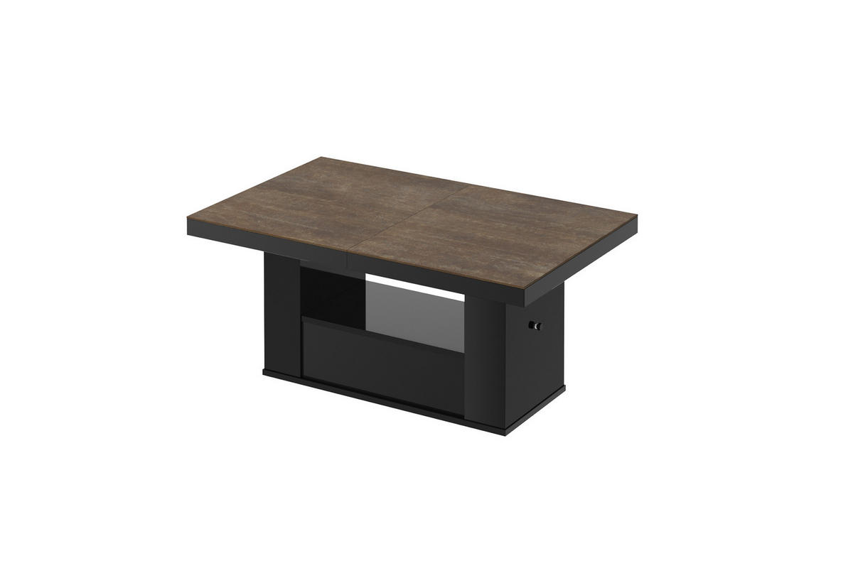 COUCHTISCH rechteckig Rostoptik matt - Schwarz Hochglanz 120/75/54 cm - Schwarz Hochglanz/Rostfarben, Holzwerkstoff (75/120/54cm) - designimpex
