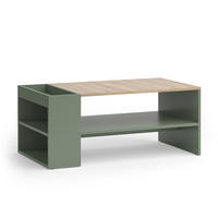 COUCHTISCH Wido Grün 100 x 55 cm mit Regalen - Grün/Sonoma Eiche, Holzwerkstoff (55/100/42cm) - Vicco