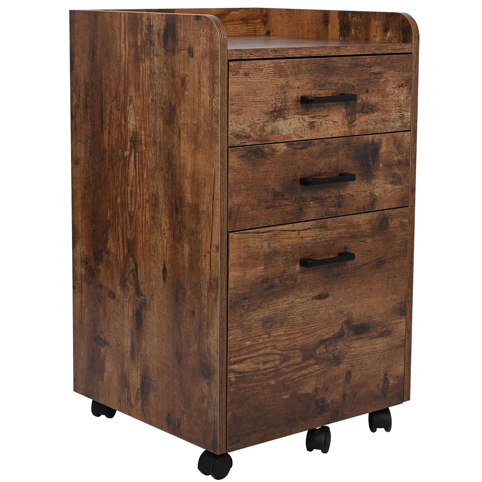 ROLLCONTAINER Holzoptik Dunkelbraun 3 Schubladen 42x40x72 cm - Dunkelbraun, Holzwerkstoff/Metall (42/72/40cm) - Begryf