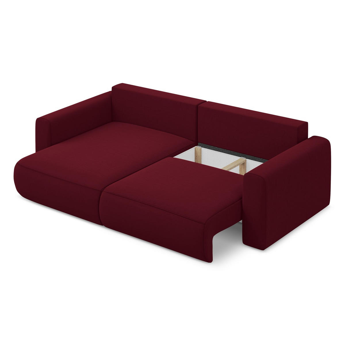 ECKSOFA mit Schlaffunktion Samt Stoff Rot - Bordeaux/Rot, Kunststoff/Textil (149/240cm) - LaMiaSofa