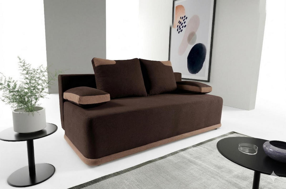 SOFA Blackers Braun, mit Schlaffunktion und Bettkasten - Braun, Holzwerkstoff (200/93/98cm)