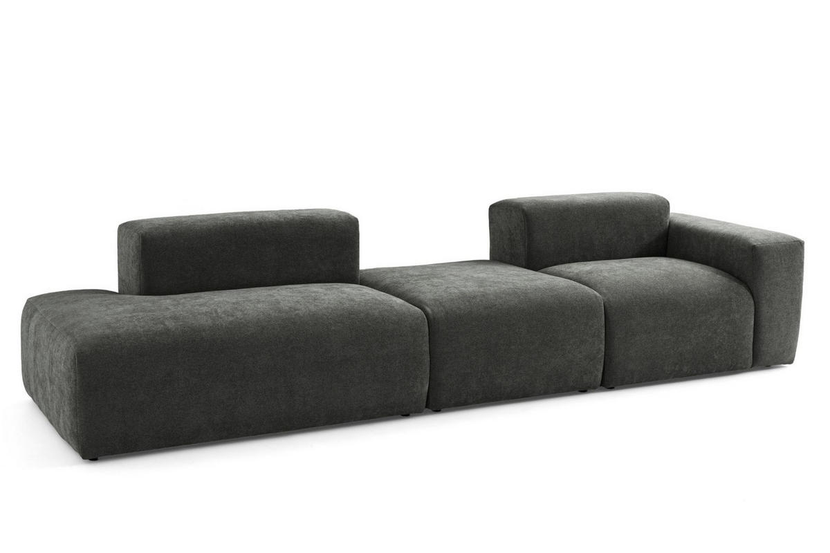 4-SITZER modulares Sofa HEAVEN SET 4 Links, Breite 335 cm Webstoff Dunkelgrau - Dunkelgrau/Schwarz, Holz/Kunststoff (335/71/102cm) - Muffo