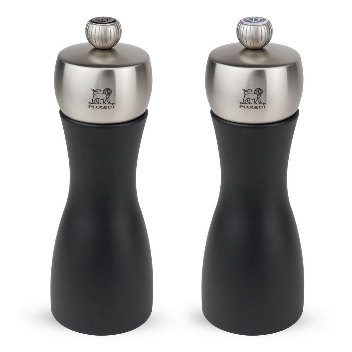 MÜHLENSET Fidji 15cm Pfeffer- & Salzmühle Buchenholz Schwarz Stahlmahlwerk - Schwarz, Holz (10.4/15/5.2cm) - PEUGEOT
