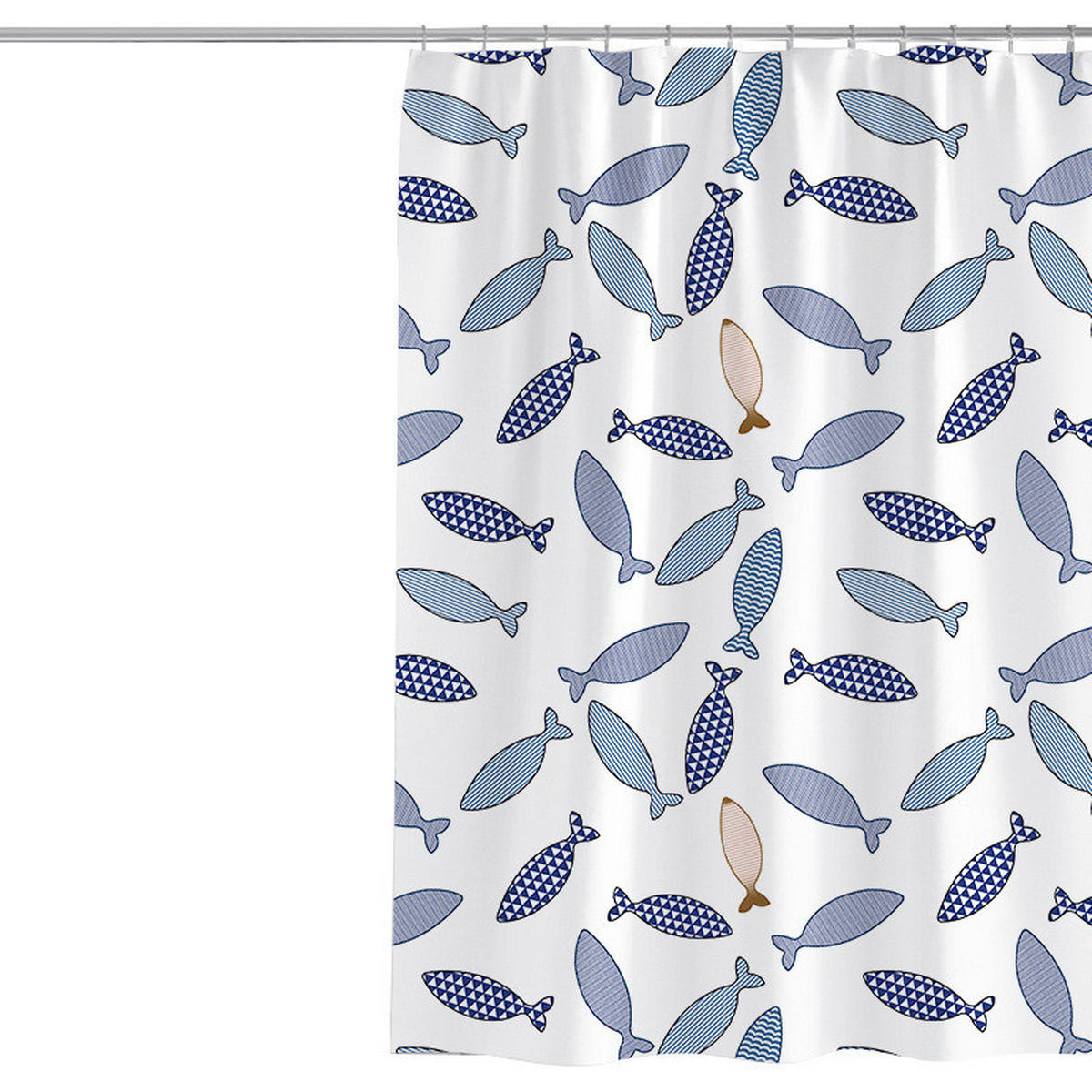 DUSCHVORHANG schnelltrocknend Stoff Polyester wasserdicht maschinenwaschbar Badezimmer 180 x 200 cm - Blau, Textil (180/200cm) - MCBOSON