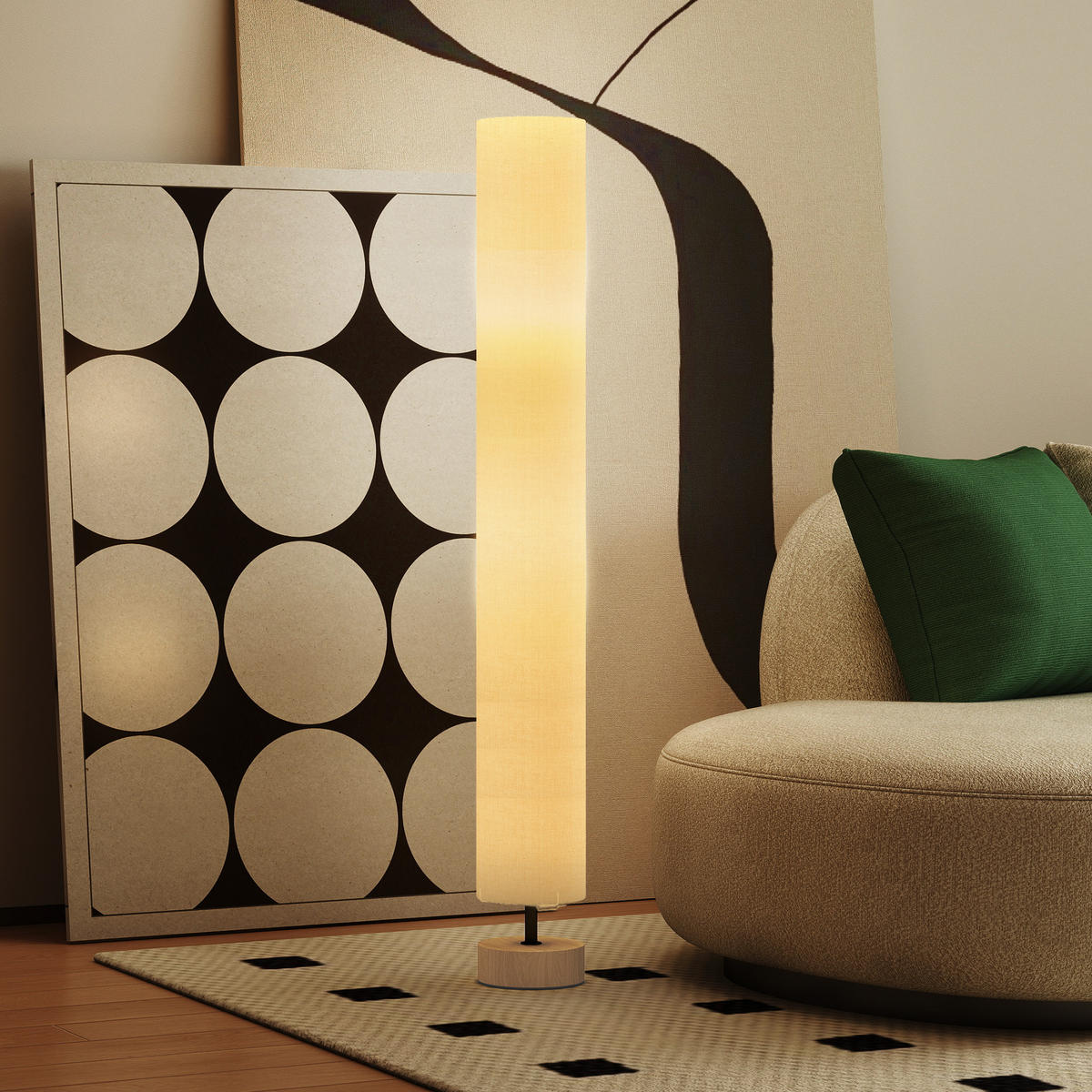 STÅENDE lampa i linne, beige - Beige, Textil (15/15/120cm) - HOMCOM