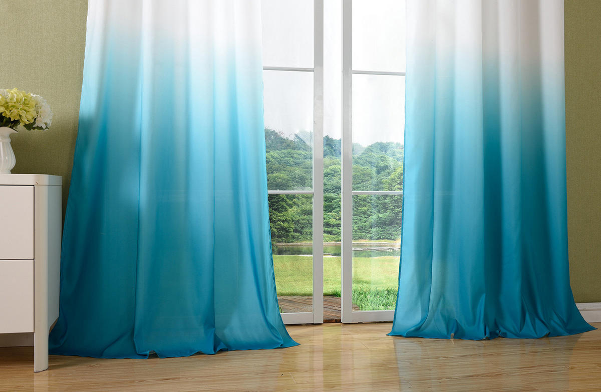 VORHANG FARBVERLAUF HxB 245x140 cm Türkis - Türkis, Textil (140/245cm) - Gardinenbox