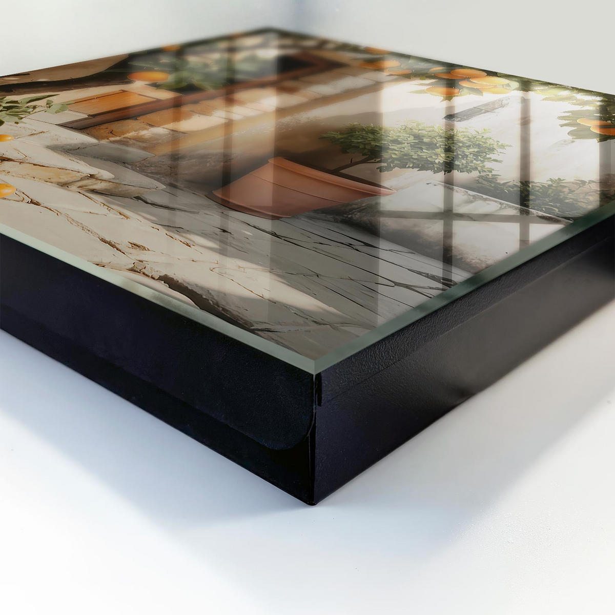 SCHLÜSSELBOX Schwarz 30x30 cm- Türöffnung nach rechts - Orangengarten - Orange, Metall (30/30/5cm) - TULUP