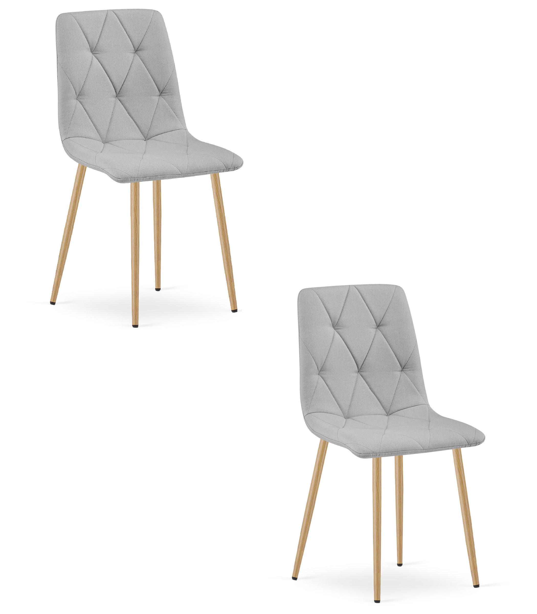 ESSZIMMERSTUHL 2-er Set TYRA hellgrauer Sitz, Beine in Holzfarbe - Eichefarben/Hellgrau, Textil (44.5/87/54.5cm) - Valora