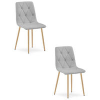 ESSZIMMERSTUHL 2-er Set TYRA hellgrauer Sitz, Beine in Holzfarbe - Eichefarben/Hellgrau, Textil (44.5/87/54.5cm) - Valora