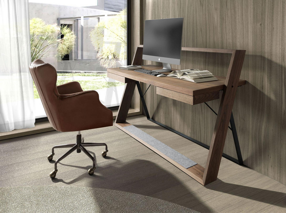 CHEFSESSEL asymmetrisch Dunkelbraun Stahl 64/74/92 cm - Braun, Leder/Metall (64/92/74cm) - ANGEL CERDA