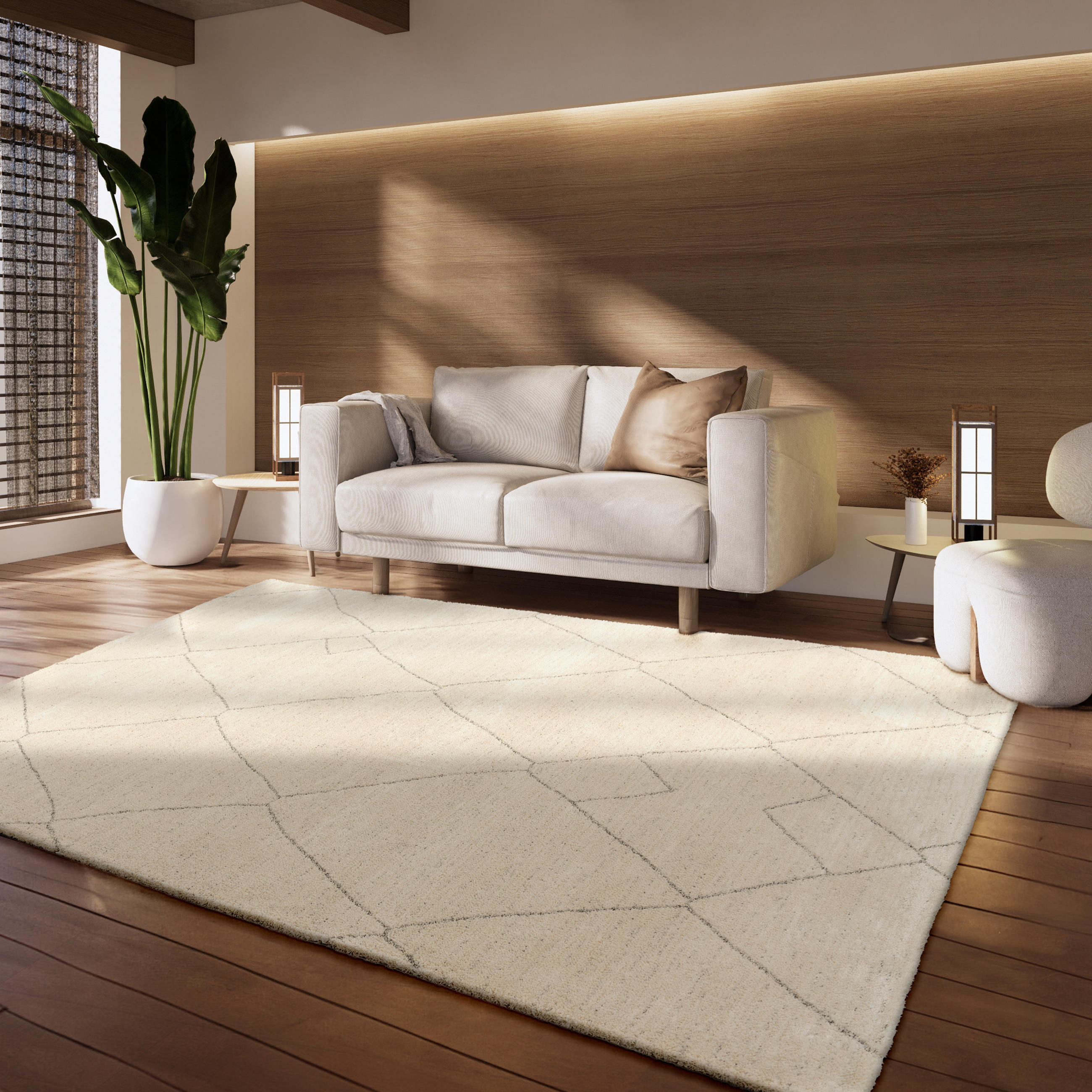 KURZFLORTEPPICH 160/230 cm Helios 722 - Creme, Textil (160/230cm) - Paco Home