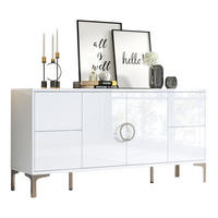 SIDEBOARD aus MDF 150x38x59,5 cm Weiß Hochglanz mit 4 Schubladen und 2 Türen - Weiß, Holzwerkstoff (150/59.5/38cm) - IVMEU