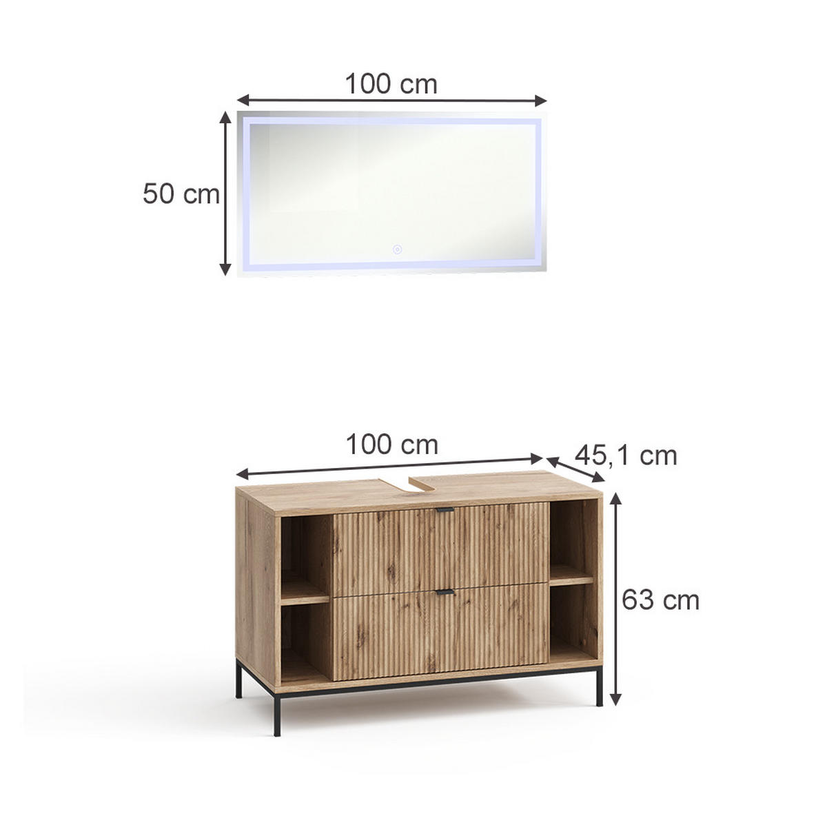 BADMÖBEL-SET Eliza Viking Oak 2 Teile - Eichefarben, Holzwerkstoff (100/63/45.1cm) - Vicco