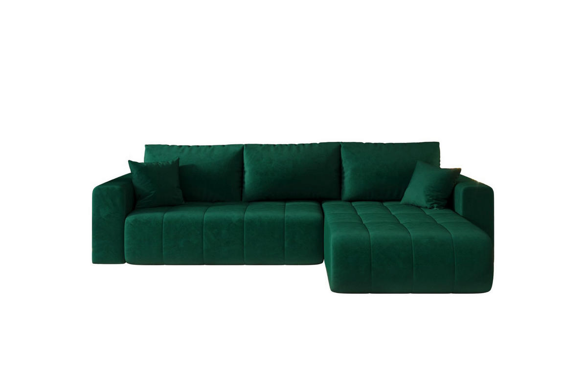 ECKSOFA mit schlaffunktion und bettkasten MILO, stoff MONOLITH, Grün, Rechts - Grün, Holz (280/190cm) - Kaiser Möbel
