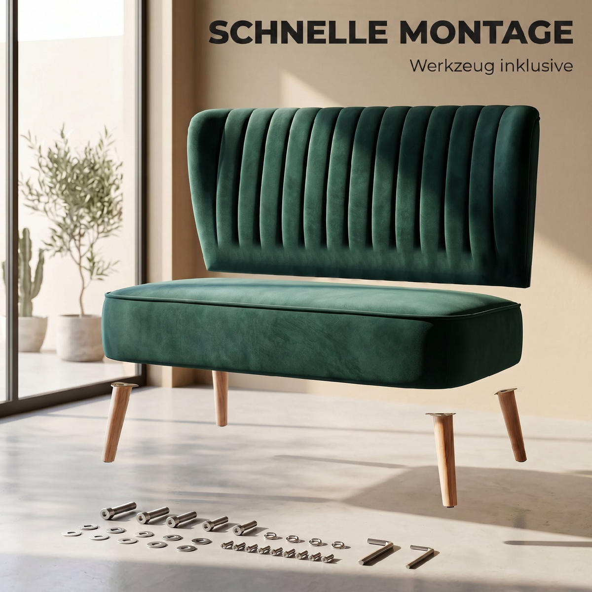 2-SITZER Sofa Dunkelgrün 117.0/56.5/77.0 cm - Dunkelgrün, Textil (56.5/77/117cm)
