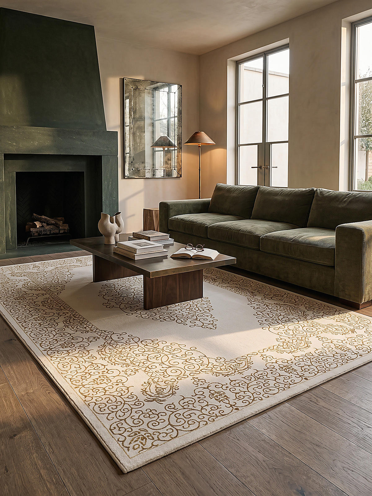 TEPPICH Kurzflor ERESMA Orient-Medaillon Polyester Creme 160 x 230 cm - Creme, Textil (160/230cm) - KADIMA DESIGN