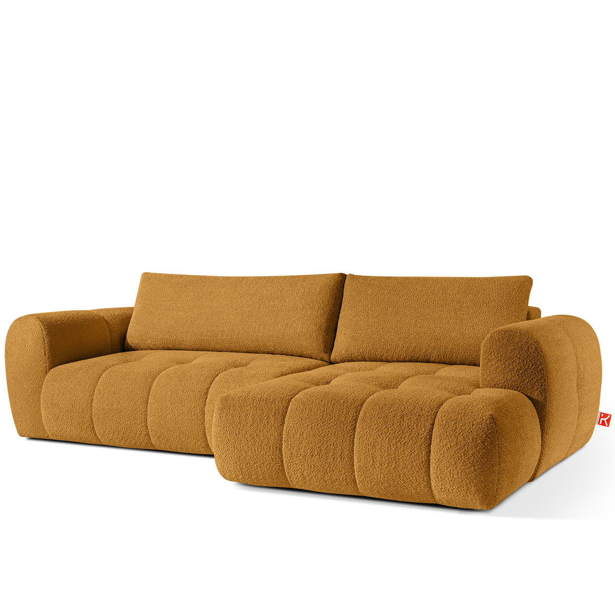 ECKSOFA RECHTS LIRA, Honigfarben, Bouclé - Honig, Holz/Holzwerkstoff (295/112cm) - KONSIMO®