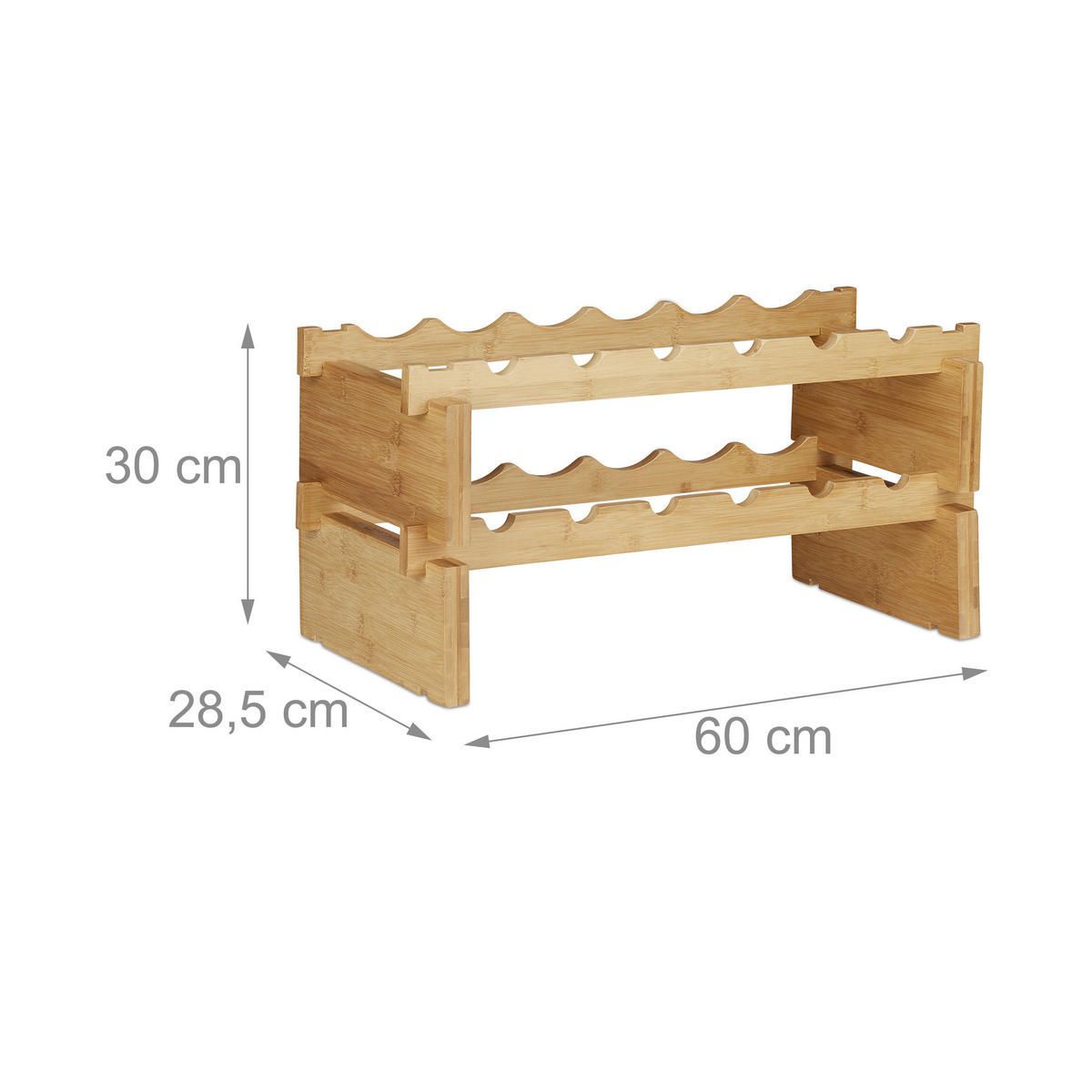 WEINREGAL - Hellbraun, Holz (60/30/28.5cm) - Relaxdays