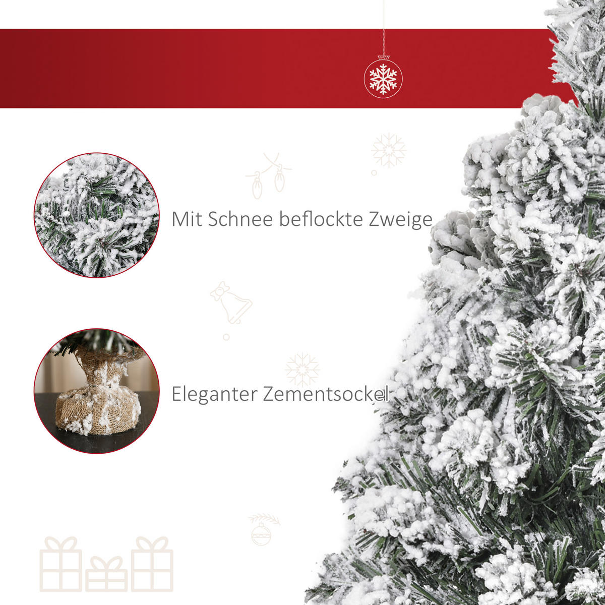 WEIHNACHTSBAUM DE-41580 Mini 60 cm, Schnee, 67 Spitzen - Weiß/Grün, Kunststoff (60cm) - ComfortXL