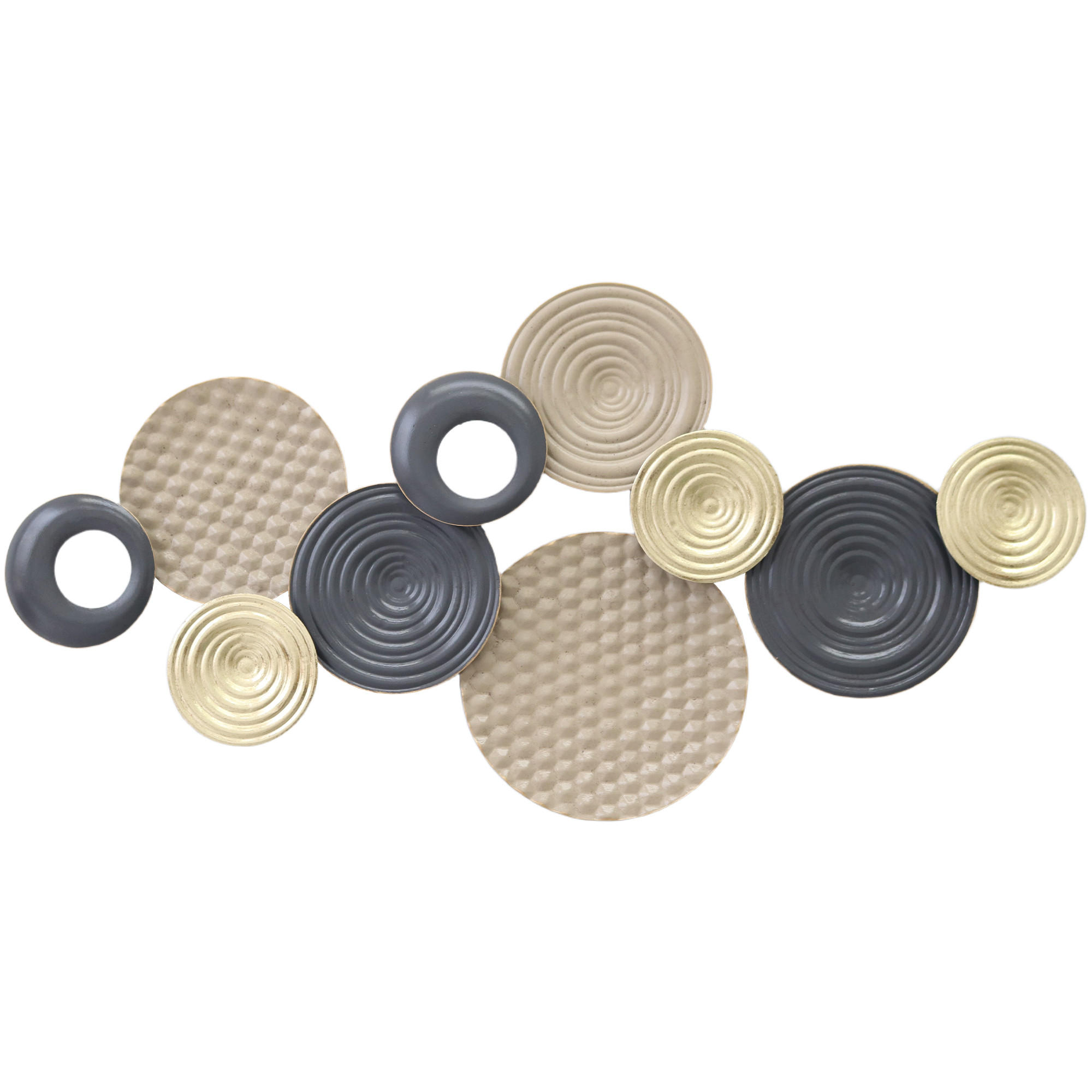 WANDDEKO DE-14341 mehrschichtiges Disc-Design Khaki/Schwarz - Mokka, Metall (5.5/50/100cm) - ComfortXL