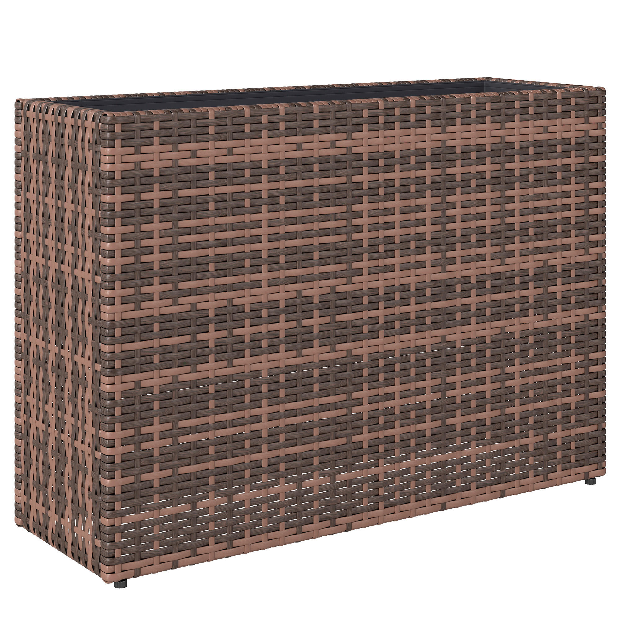 BLUMENKASTEN PE-Rattan Braun - Braun, Textil (28/58/81cm) - Outsunny