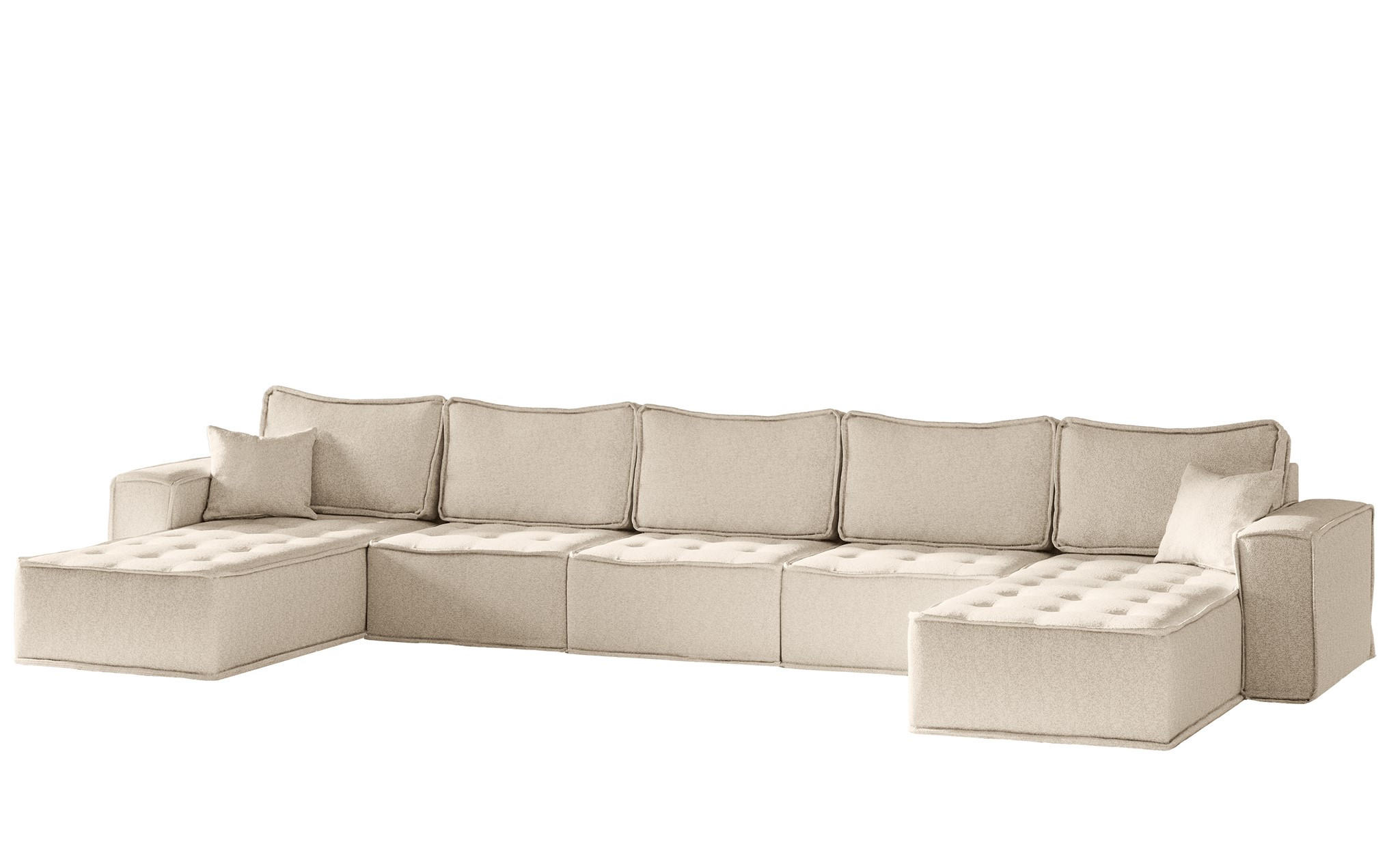WOHNLANDSCHAFT Sande In Raven - Creme, Holzwerkstoff/Textil (452/85/192cm) - Fun Möbel