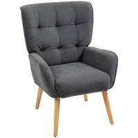 SESSEL Wohnzimmer Loungesessel Relaxsessel mit Holzbeine, Samtoptik Grau - Grau, Textil (66/100/75cm) - HOMCOM