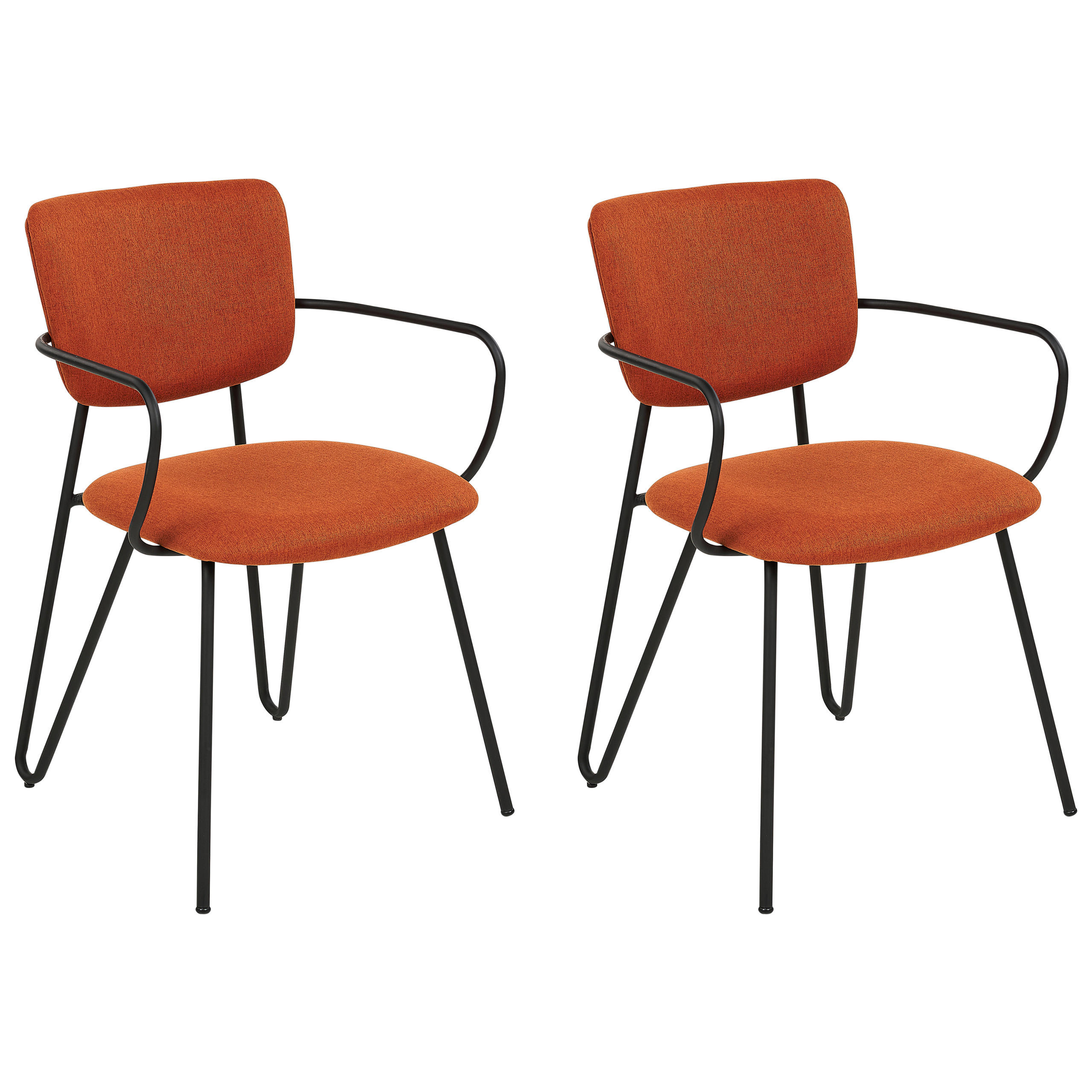 ESSZIMMERSTUHL 2er-Set Polsterbezug Orange Elko - Orange, Textil/Metall (45/80/54cm) - Beliani