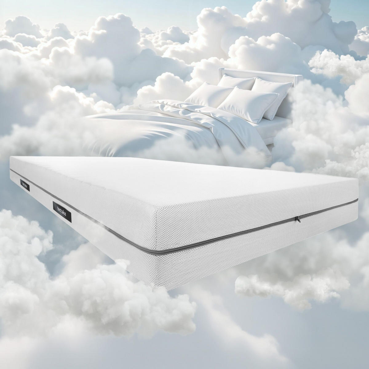 MATRATZE Sky,waschbarer Bezug aus atmungsaktivem 3D-Meshgewebe,weiß - Weiß, Textil - tectake