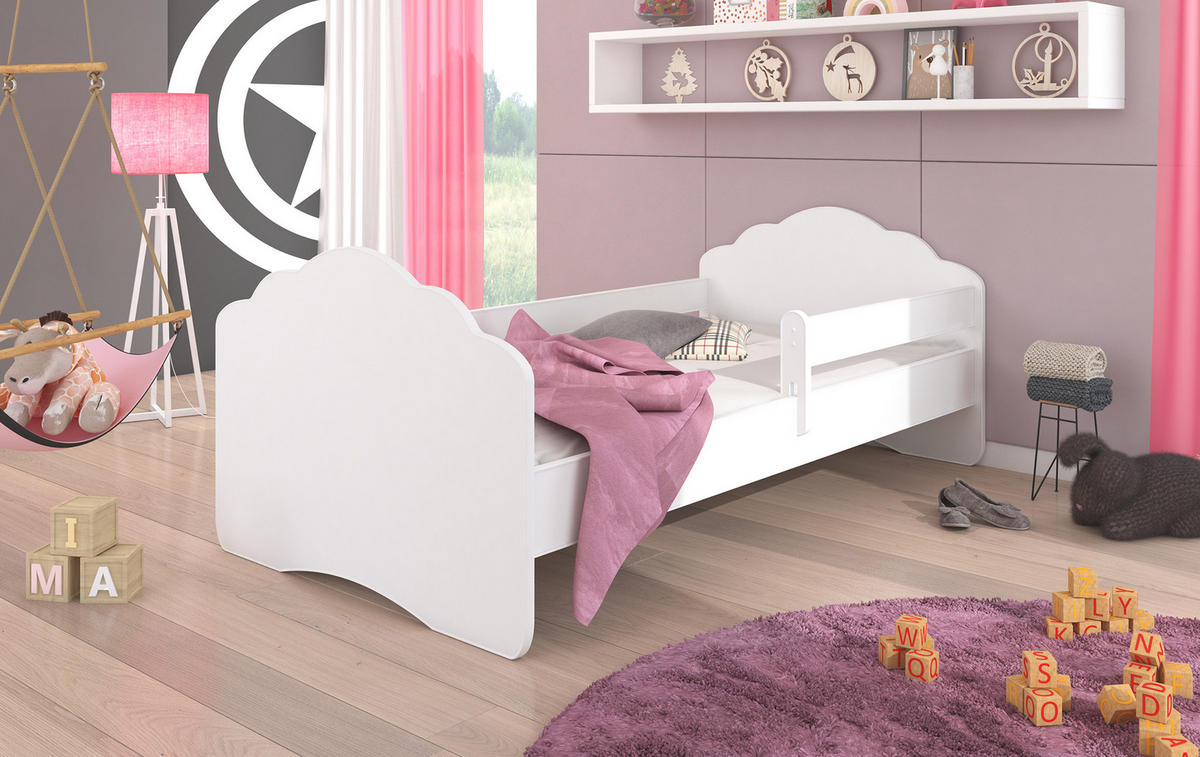 KINDERBETT Casimo weiß / ohne Motiv 88 / 164 / 63cm - Weiß, Holz/Holzwerkstoff (80/160cm) - Feldmann-Wohnen