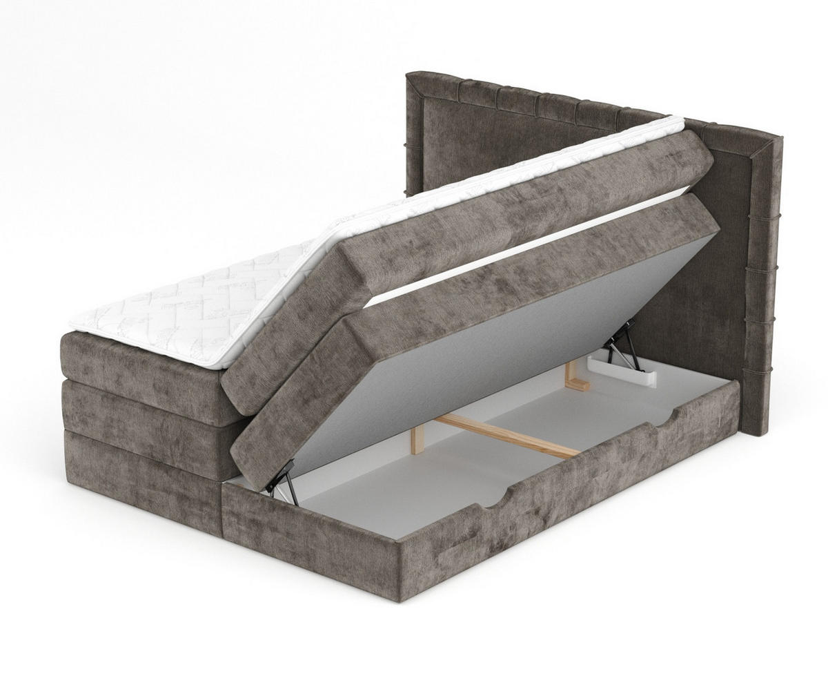 BOXSPRINGBETT Rosabel Dunkebraun 180/200 cm mit Matratze und Topper - Dunkelbraun/Schwarz, Holz/Holzwerkstoff (180/200cm) - Maison de Reve