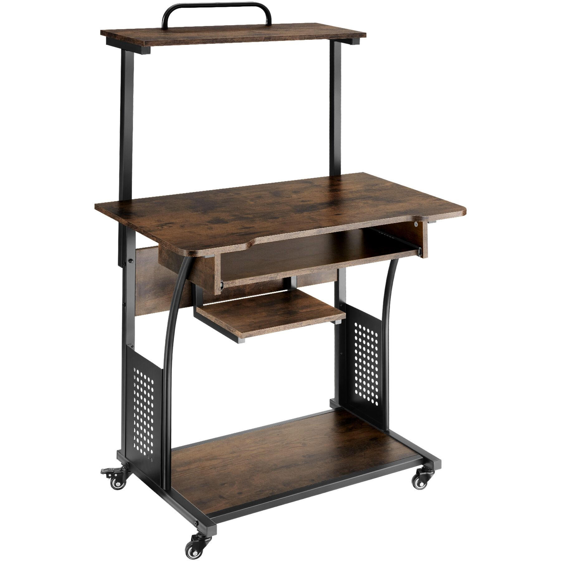 SCHREIBTISCH Fife,80 x 65,5 x 130,5 cm,Industrial Holz dunkel, rustikal - Rostfarben, Holzwerkstoff (80/65.5/130.5cm) - tectake