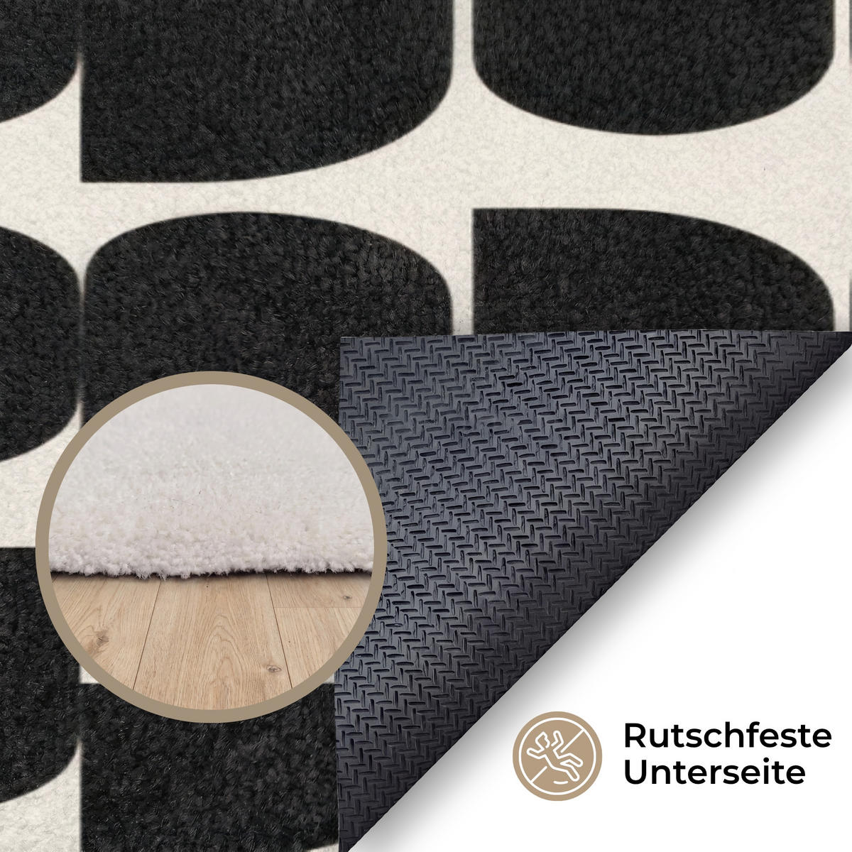 KOBERCE - Moderné - vzorované - čierne - 140x200 cm - čierna, textil/plast (140/0.4cm) - OnlyWow
