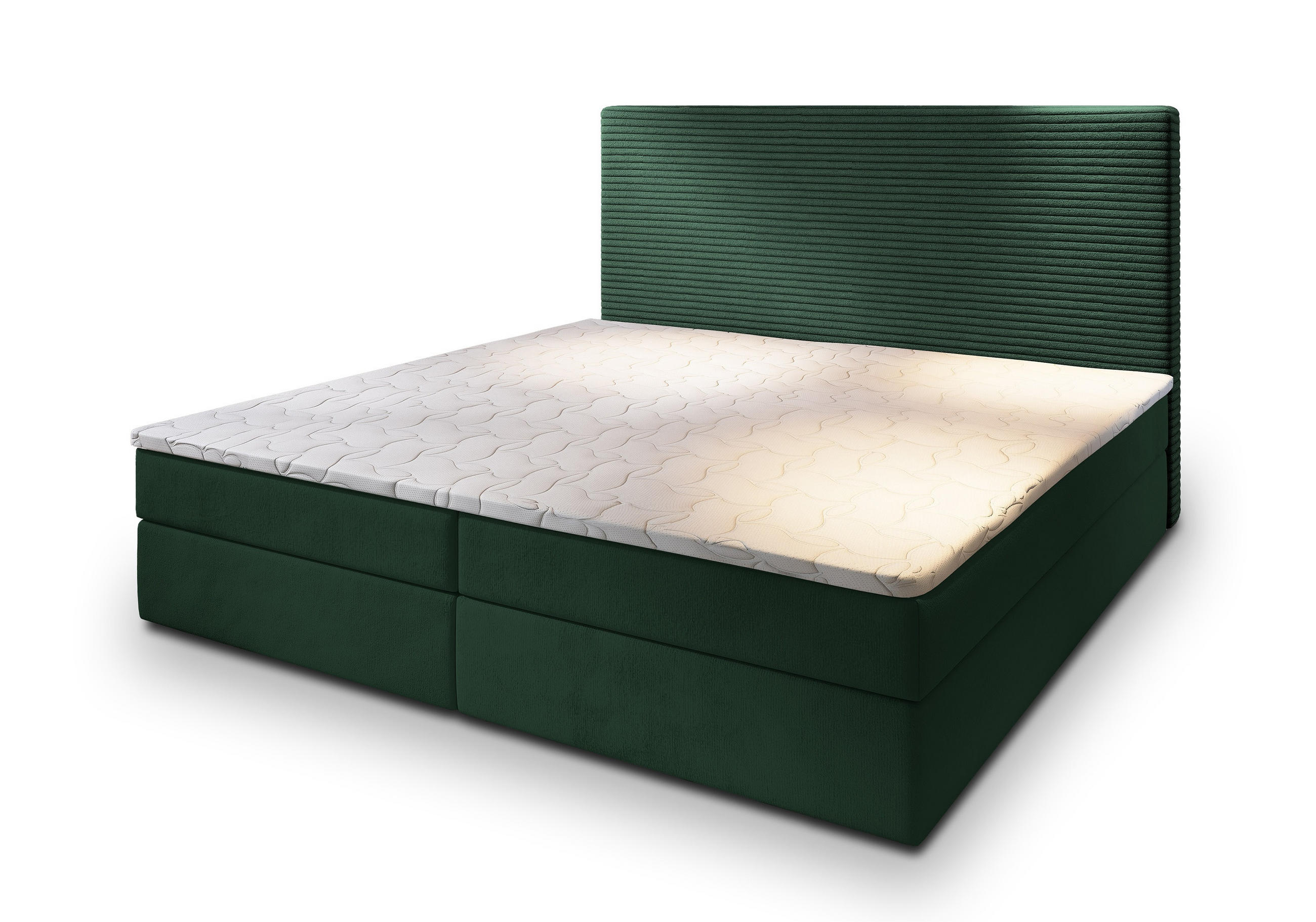 POSTEL BOXSPRING GIARRO 160x200 cm, s matrací a úložným prostorem, tmavě zelená - tmavě zelená, kompozitní dřevo/textil (160/200cm) - MASSENO