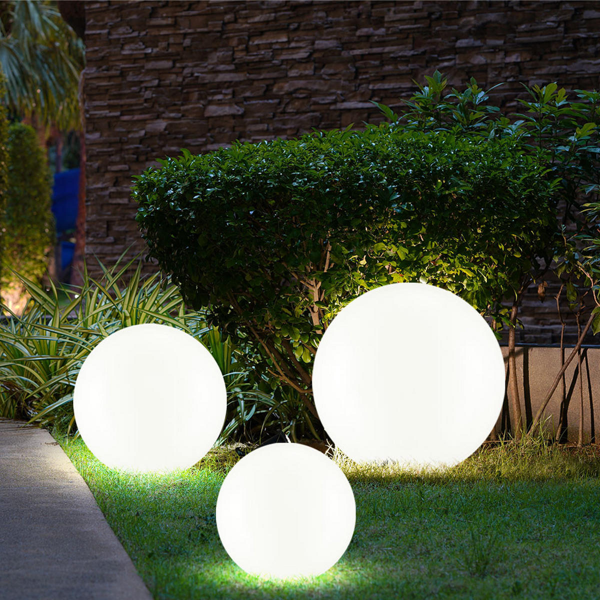 LED AUSSENLEUCHTE Kugel Weiß Silber - Weiß, Kunststoff (25/65/25cm)