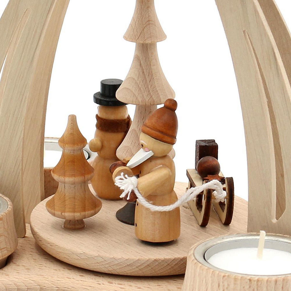 TISCH-PYRAMIDE Schneemann Weihnachtsmann 14/18/24 cm - Multicolor, Holz (0.1/24/0.1cm) - Dekoteam24