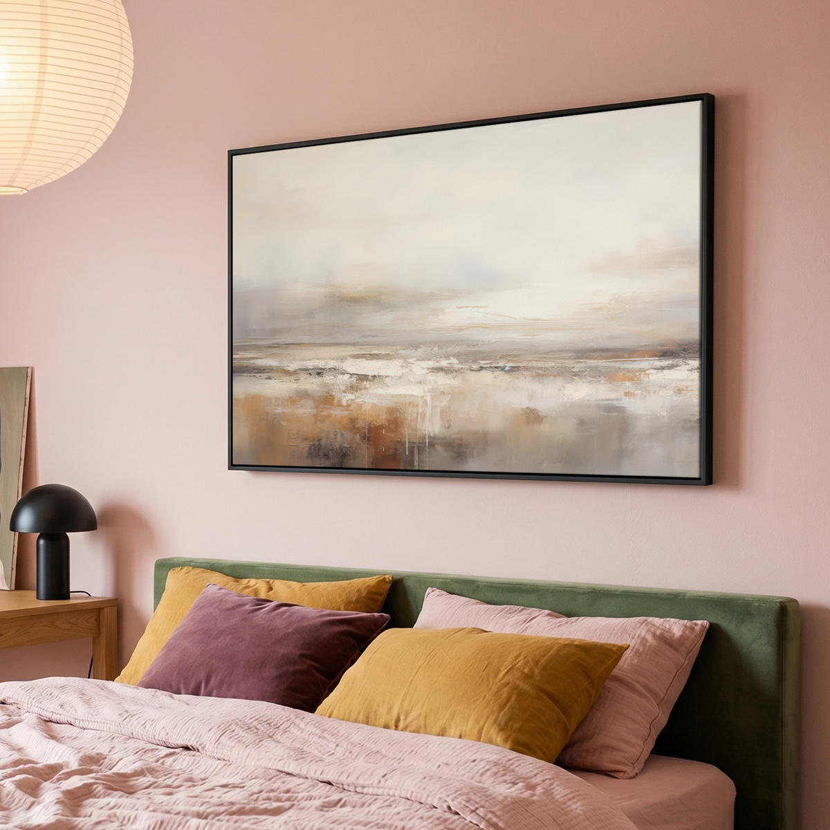 LEINWAND Bilder mit Rahmen - Kunst - Industriell - Grau - Braun - Abstrakt - 120x80 - Sandfarben, Textil (120/80cm) - MuchoWow
