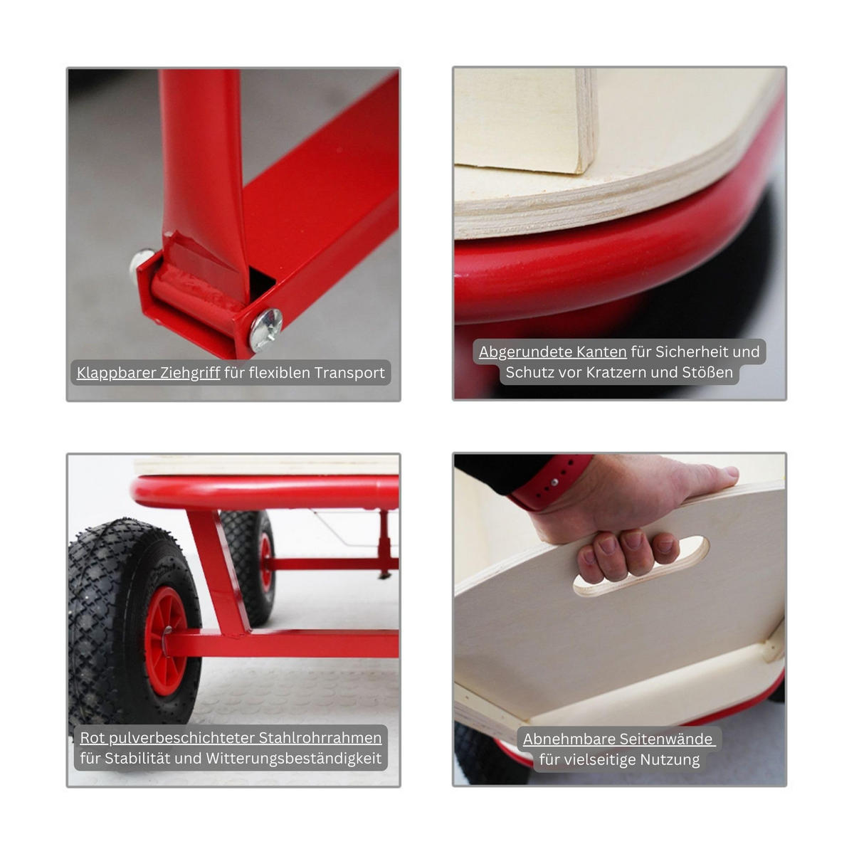 BOLLERWAGEN Bolly 97x95x60cm Traglast 150kg Rot - Rot, Holzwerkstoff (94/97/60cm) - PROREGAL