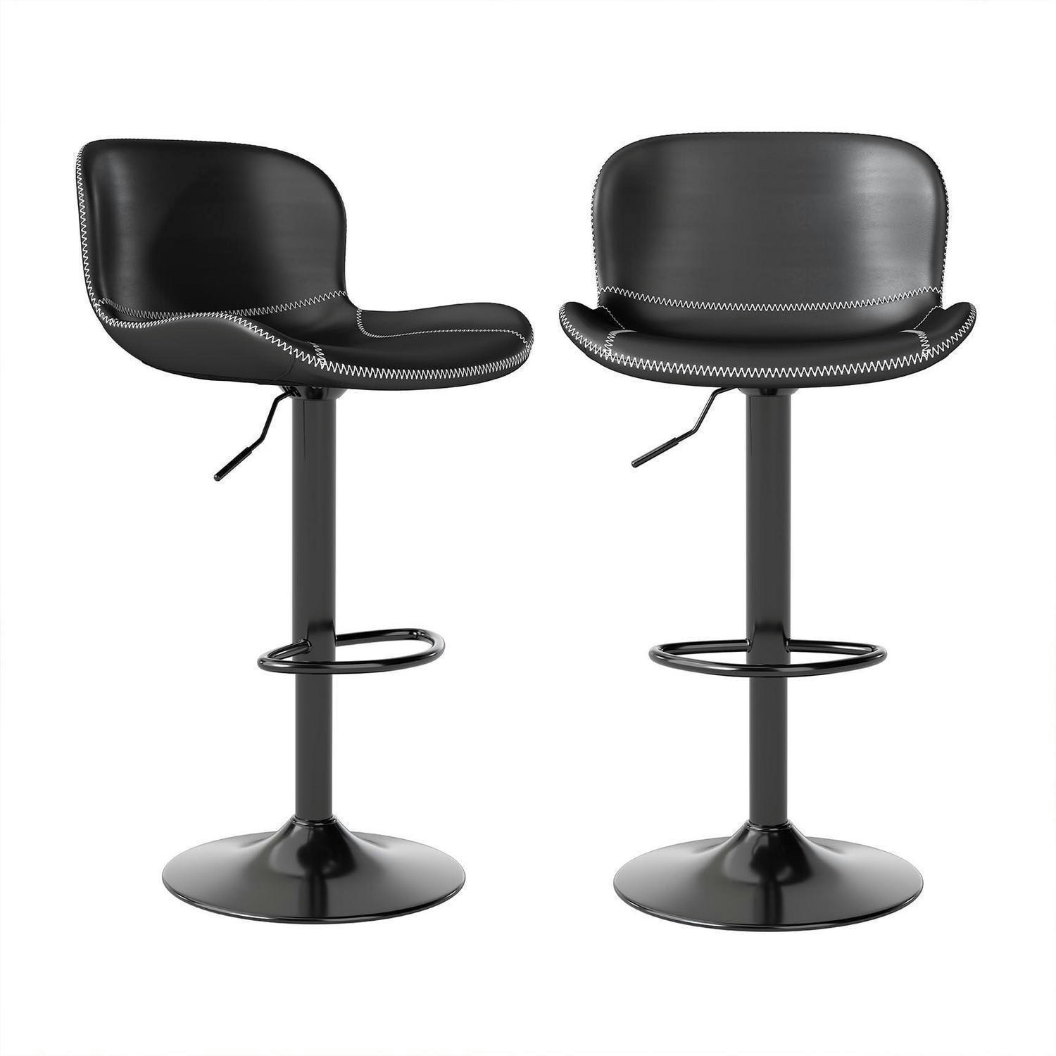 BARHOCKER 2er-Set Kunstleder Schwarz Höhenverstellbar Drehbar - Schwarz, Kunststoff (45/100/38cm)